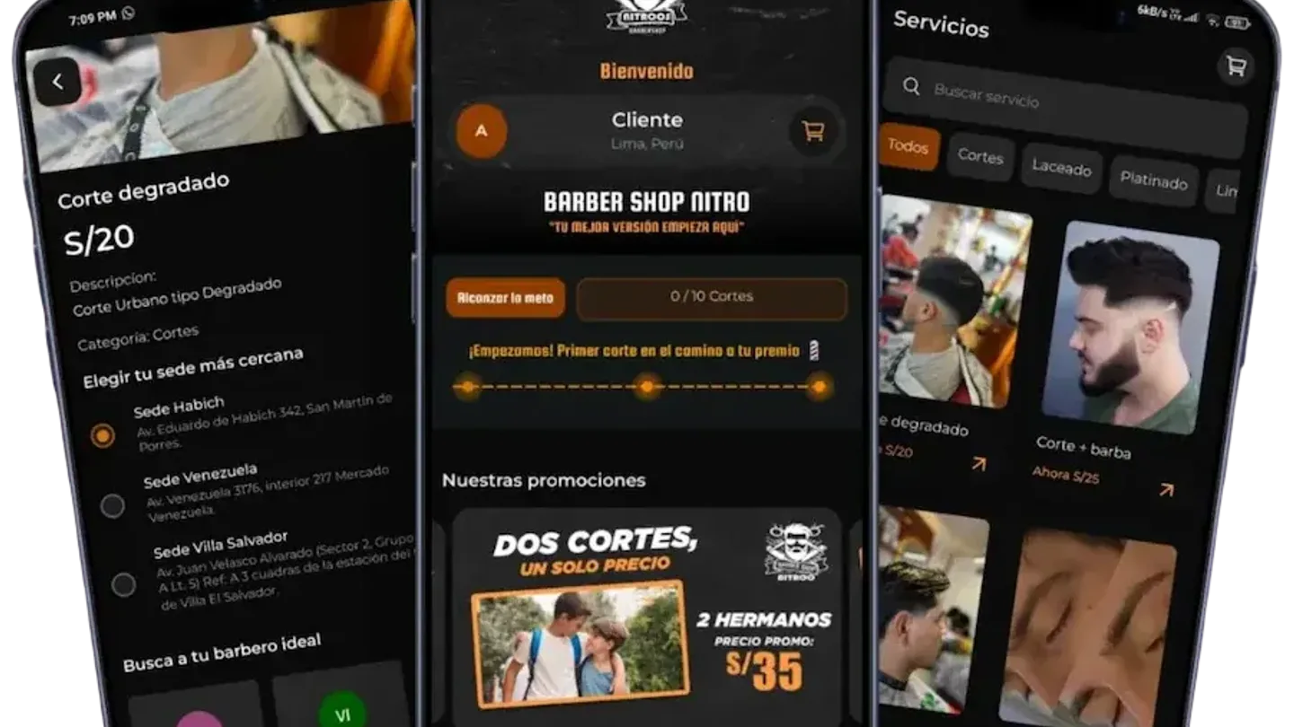 Nitroos — Reservas desde el teléfono, con agenda, avisos y una compra que se cierra en pocos toques.