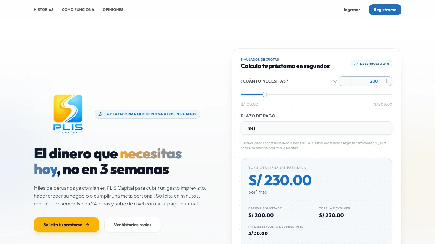 Plis Capital — Préstamos pequeños pedidos y resueltos por la plataforma, sin que el solicitante tenga que ir a una oficina.